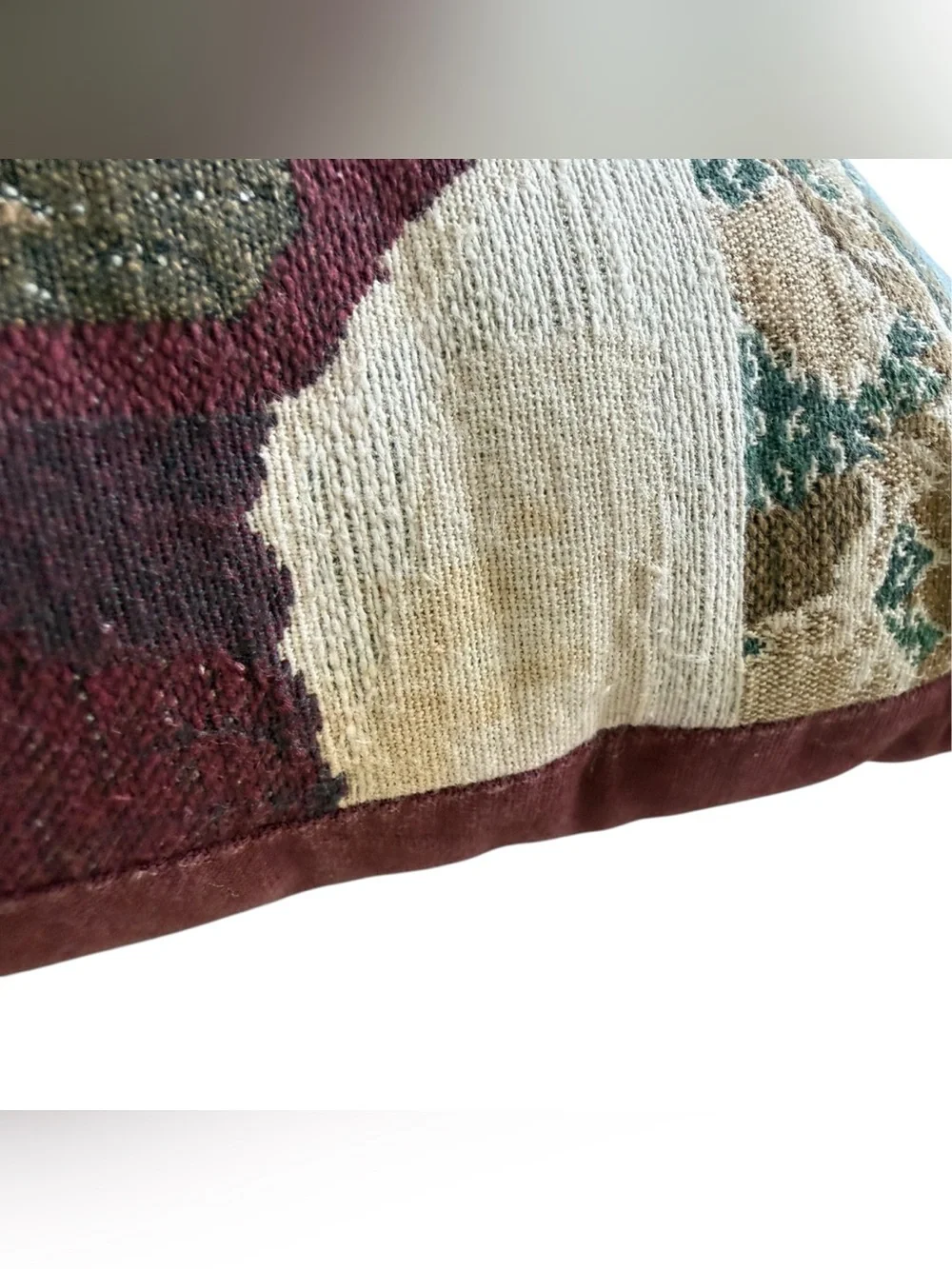 Vintage Christmas Tapestry Pillow Horse Sleigh Covered Bridge Winter Farm 15x15